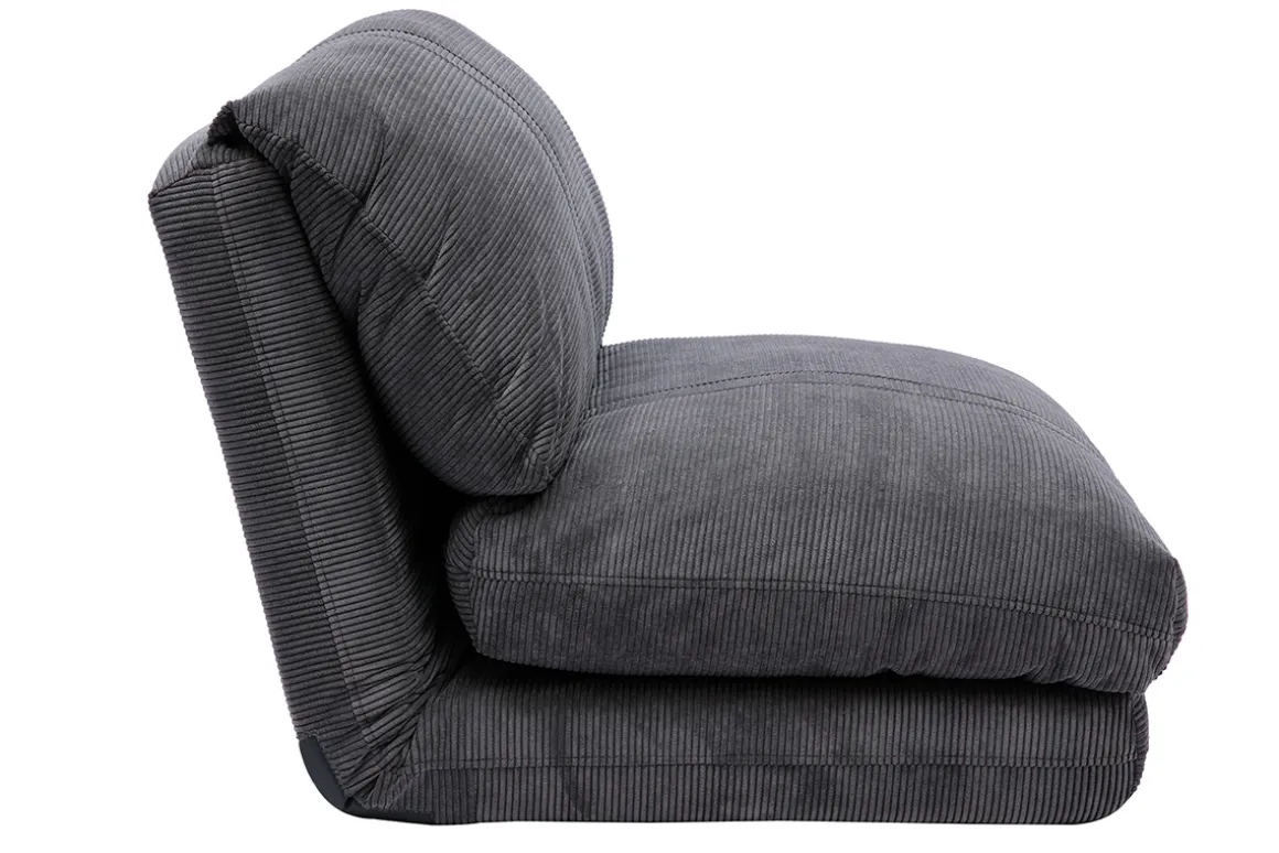 Discount Miliboo Sillón cama de 1 plaza pana gris oscuro SPENCER
