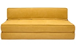 Cheap Miliboo Sillón cama de 2 plazas de tejido efecto aterciopelado amarillo mostaza KATY
