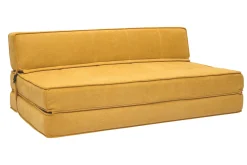 Cheap Miliboo Sillón cama de 2 plazas de tejido efecto aterciopelado amarillo mostaza KATY