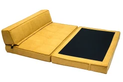 Cheap Miliboo Sillón cama de 2 plazas de tejido efecto aterciopelado amarillo mostaza KATY