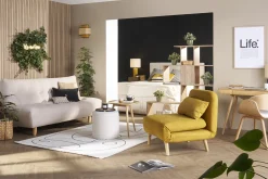 Cheap Miliboo Sillón cama nórdico de tela amarillo mostaza AMIKO