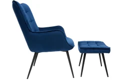 Online Miliboo Sillón con reposapiés terciopelo azul MOOD