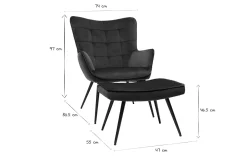 Online Miliboo Sillón con reposapiés terciopelo azul MOOD