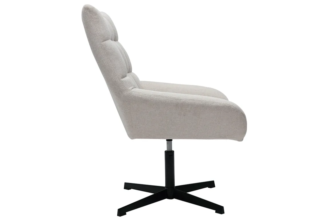 Best Miliboo Sillón de diseño giratorio de tejido efecto aterciopelado texturizado beige KING
