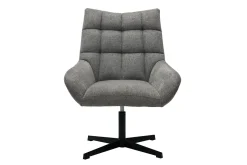 New Miliboo Sillón de diseño giratorio de tejido efecto aterciopelado texturizado gris KING