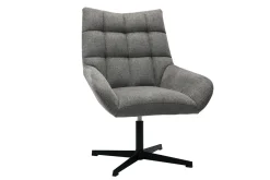 New Miliboo Sillón de diseño giratorio de tejido efecto aterciopelado texturizado gris KING