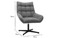 New Miliboo Sillón de diseño giratorio de tejido efecto aterciopelado texturizado gris KING