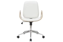 Fashion Miliboo Sillón de escritorio blanco y madera clara GLORY
