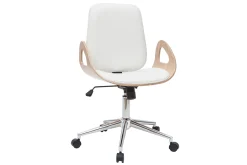 Fashion Miliboo Sillón de escritorio blanco y madera clara GLORY