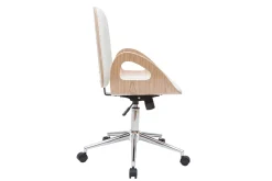 Fashion Miliboo Sillón de escritorio blanco y madera clara GLORY