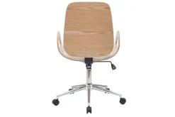Fashion Miliboo Sillón de escritorio blanco y madera clara GLORY