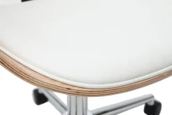 Fashion Miliboo Sillón de escritorio blanco y madera clara GLORY