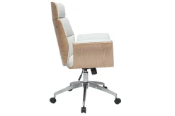 Best Sale Miliboo Sillón de escritorio blanco y madera clara ELON