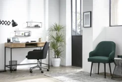 Cheap Miliboo Sillón de escritorio diseño tejido azul petróleo SHANA