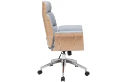 Clearance Miliboo Sillón de escritorio en tejido gris y madera clara ELON