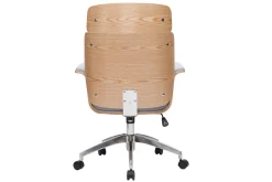 Clearance Miliboo Sillón de escritorio en tejido gris y madera clara ELON