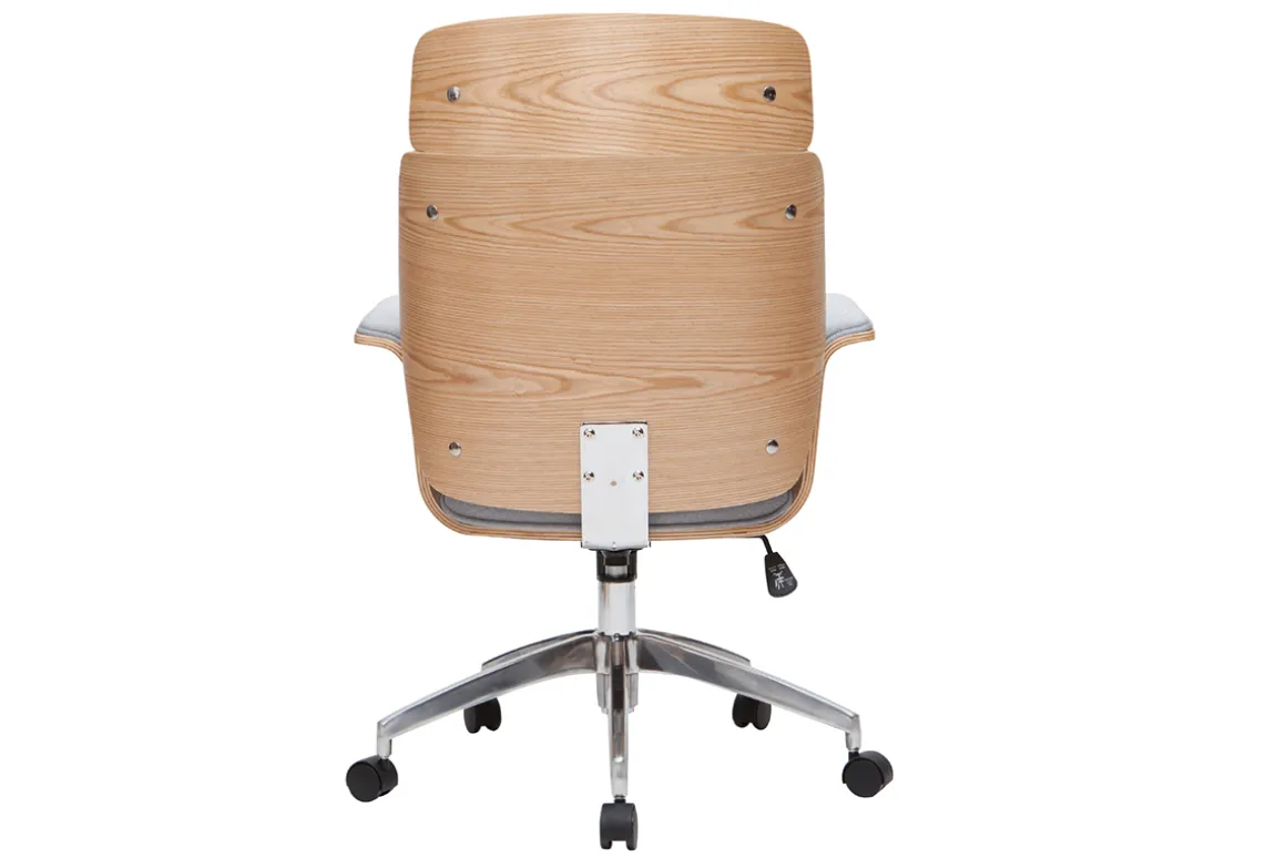 Clearance Miliboo Sillón de escritorio en tejido gris y madera clara ELON