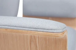 Clearance Miliboo Sillón de escritorio en tejido gris y madera clara ELON