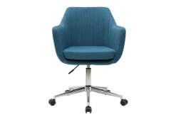 Fashion Miliboo Sillón de escritorio moderno en tejido azul petróleo ALEYNA