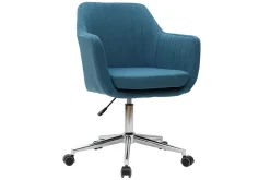 Fashion Miliboo Sillón de escritorio moderno en tejido azul petróleo ALEYNA