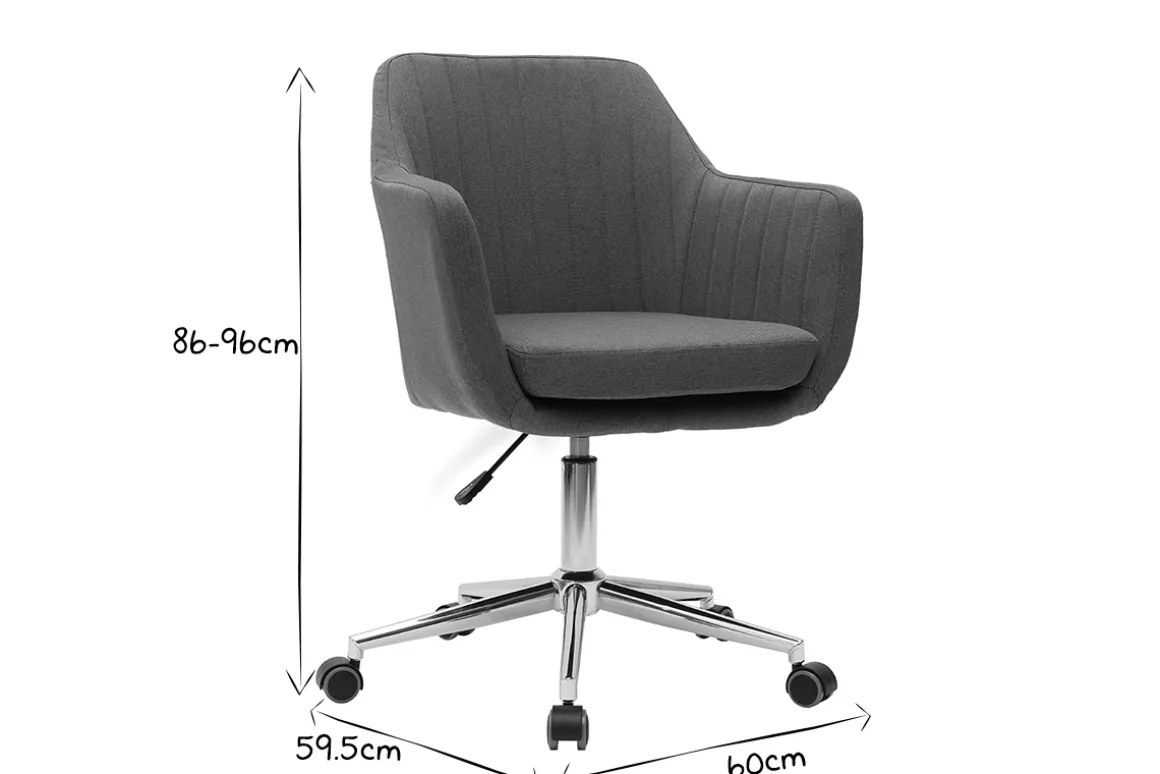 Fashion Miliboo Sillón de escritorio moderno en tejido azul petróleo ALEYNA