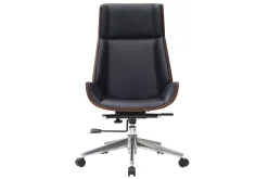 Best Miliboo Sillón de escritorio moderno madera oscura y negro CURVED