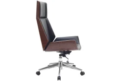 Best Miliboo Sillón de escritorio moderno madera oscura y negro CURVED