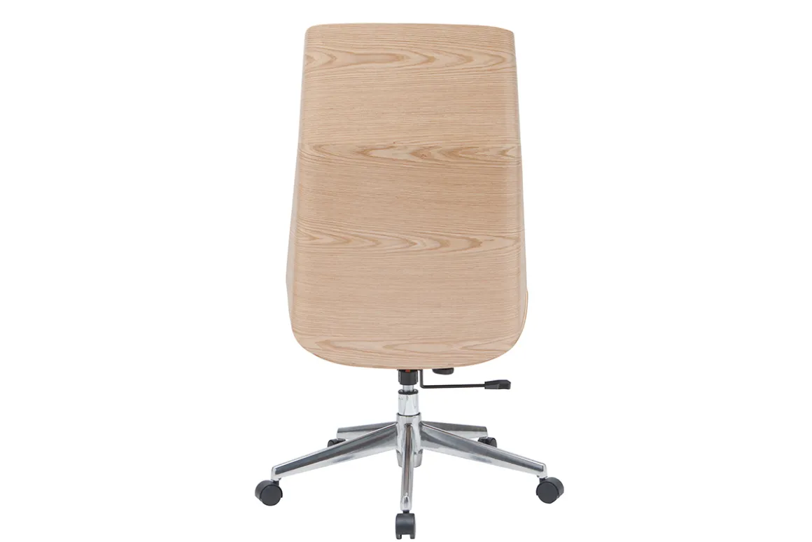 Best Sale Miliboo Sillón de escritorio moderno tejido gris y madera clara CURVED