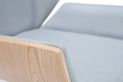 Best Sale Miliboo Sillón de escritorio moderno tejido gris y madera clara CURVED