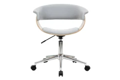 Discount Miliboo Sillón de escritorio moderno tejido gris y madera clara OKTAV