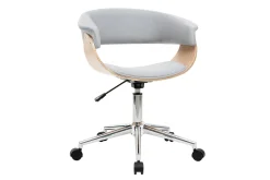 Discount Miliboo Sillón de escritorio moderno tejido gris y madera clara OKTAV