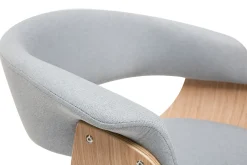 Discount Miliboo Sillón de escritorio moderno tejido gris y madera clara OKTAV