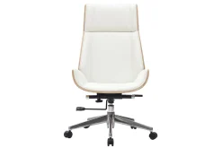 Discount Miliboo Sillón de escritorio moderno madera clara y blanca CURVED