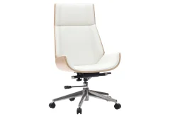 Discount Miliboo Sillón de escritorio moderno madera clara y blanca CURVED