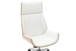 Discount Miliboo Sillón de escritorio moderno madera clara y blanca CURVED