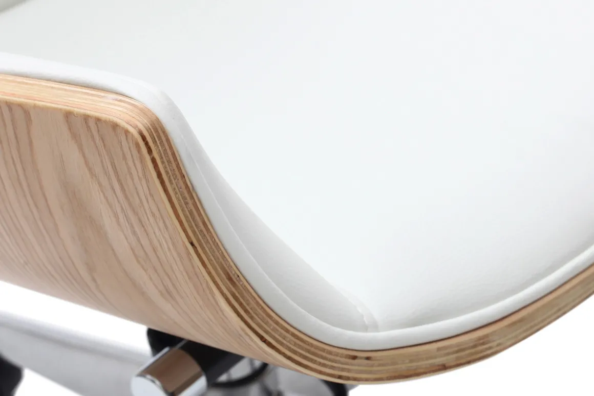 Discount Miliboo Sillón de escritorio moderno madera clara y blanca CURVED