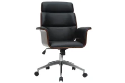 Online Miliboo Sillón de escritorio negro y madera oscura ELON