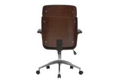 Online Miliboo Sillón de escritorio negro y madera oscura ELON