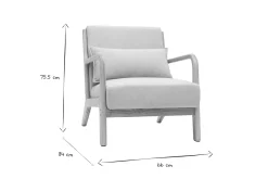 Cheap Miliboo Sillón de madera clara y tela efecto aterciopelado beige DERRY