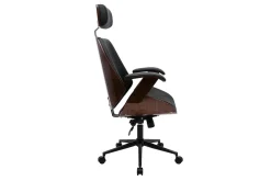 Cheap Miliboo Sillón de oficina de dirección de diseño negro, madera oscura y metal negro MUSK
