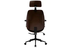 Cheap Miliboo Sillón de oficina de dirección de diseño negro, madera oscura y metal negro MUSK