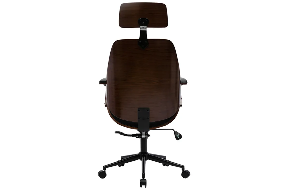 Cheap Miliboo Sillón de oficina de dirección de diseño negro, madera oscura y metal negro MUSK