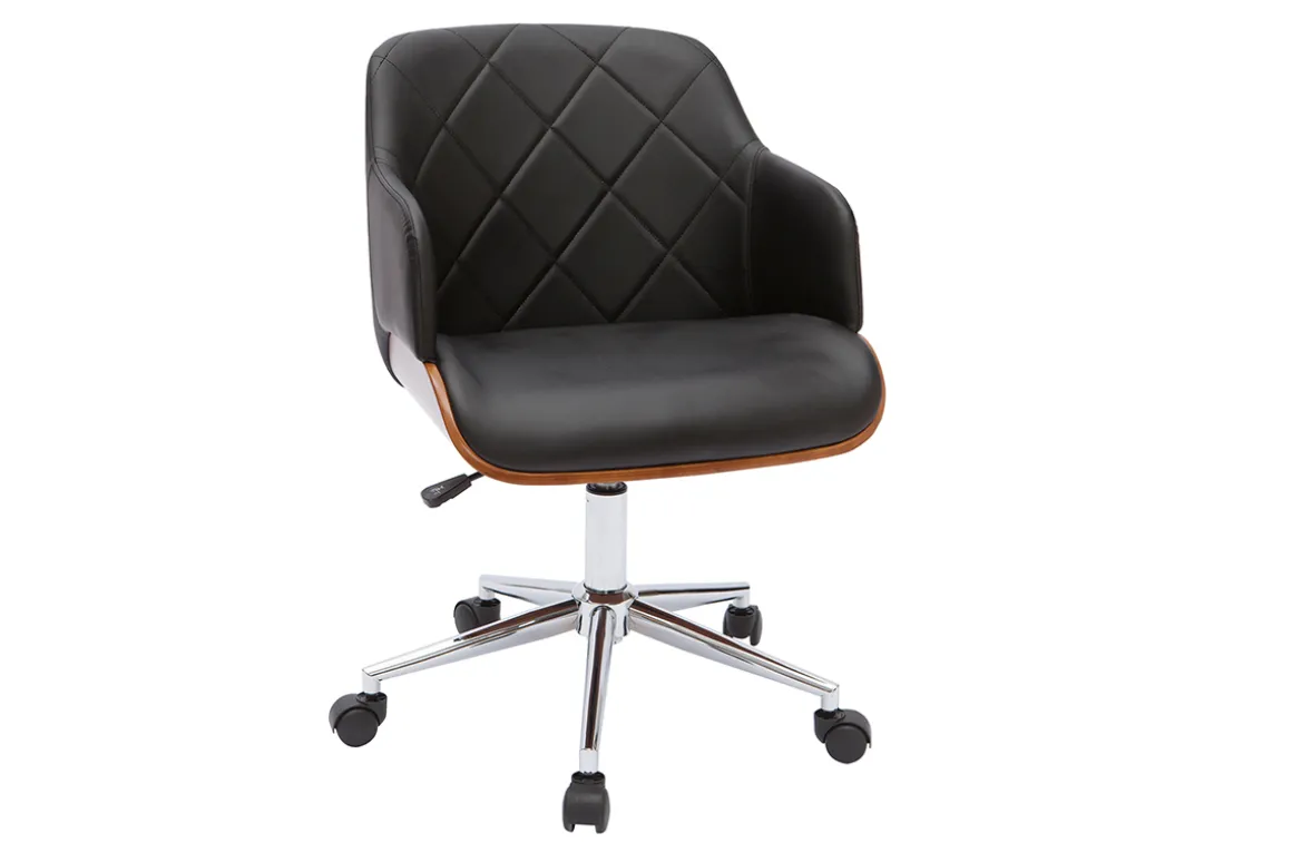 Cheap Miliboo Sillón de oficina moderno negro con madera oscura SANDRO