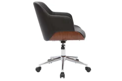 Cheap Miliboo Sillón de oficina moderno negro con madera oscura SANDRO