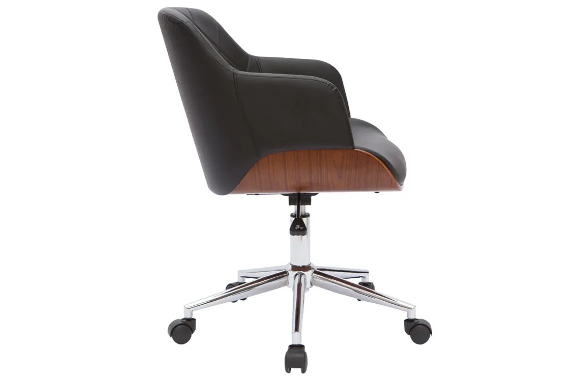 Cheap Miliboo Sillón de oficina moderno negro con madera oscura SANDRO