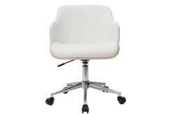 Sale Miliboo Sillón de oficina moderno blanco y madera clara SANDRO