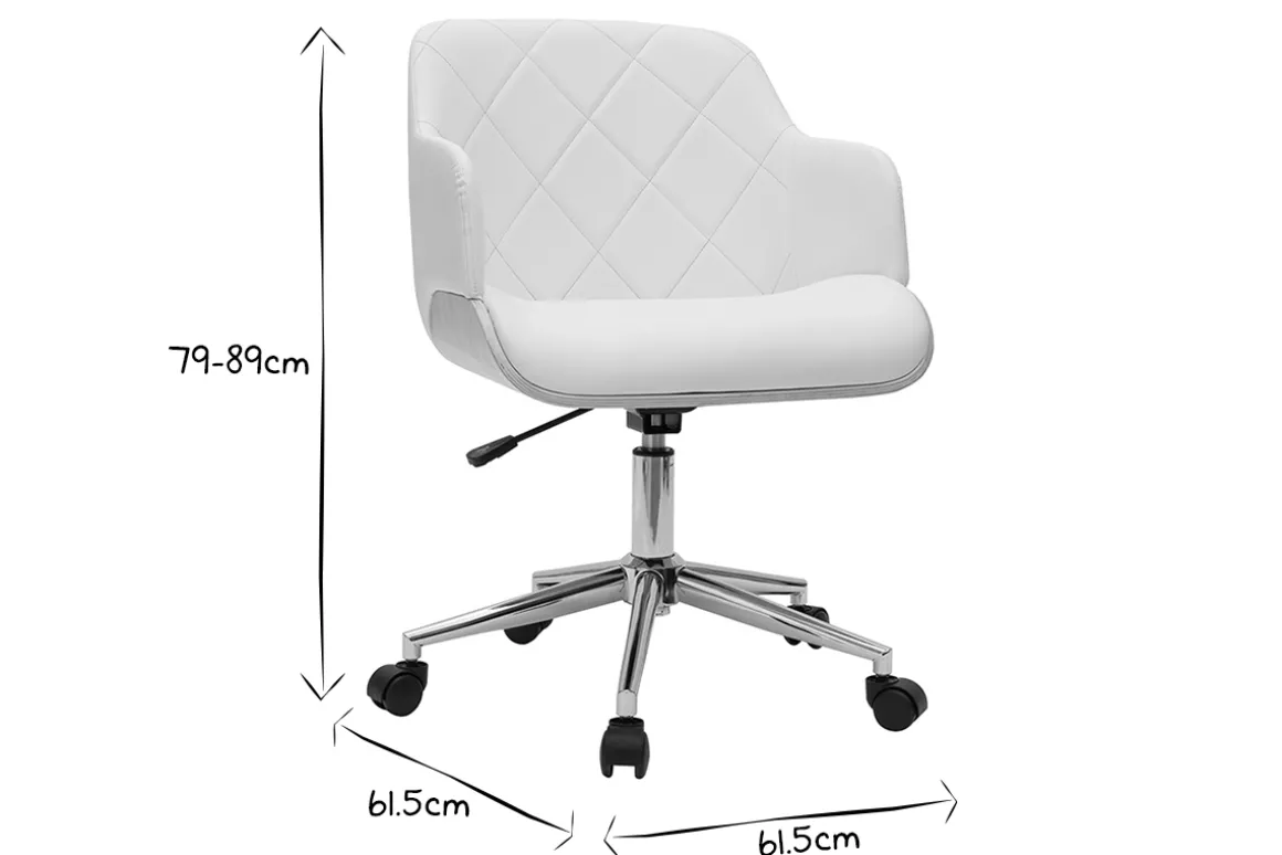Sale Miliboo Sillón de oficina moderno blanco y madera clara SANDRO