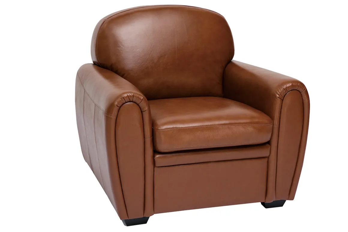 Sale Miliboo Sillón de piel vintage marrón CLUB
