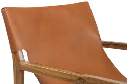 Cheap Miliboo Sillón de teca y cuero marrón claro CHILLY