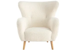 Online Miliboo Sillón de tejido blanco efecto lana rizada KORO
